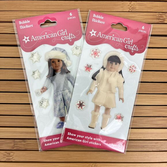 American Girl Bubble Scrapbook Stickers Lot of 2 Winter Pajamas White Fur New - Picture 1 of 6